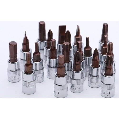 1 Set 1/4 Drive Torx Hex Phillips Pozi Bits For Ratchet Wrench T20 T25 Screw Driver Allen Key Hand Tool Socket Set Bits