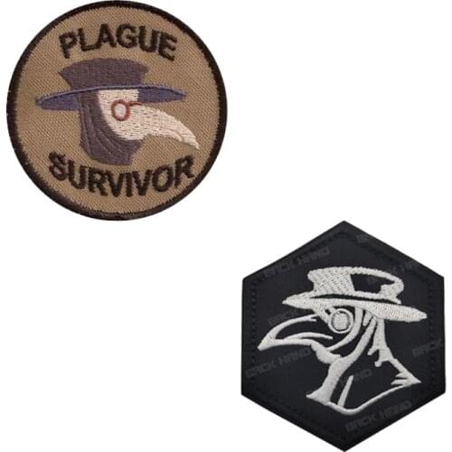 1 Pc 3D Plague Doctor Hero Medical Staff Embroidery Patch Plague Survivor Badge Combat Hook and Loop Backpack Hat Applique