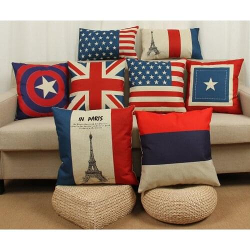 1Pcs Fashion European Cotton linen pillow cushion Home Throw Pillow Cover Flag cushion Decorative British style pillow case