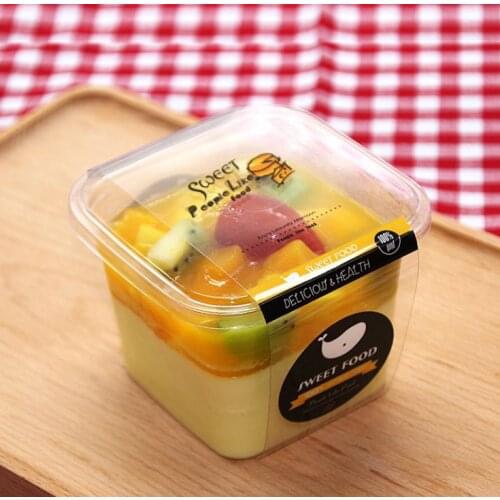 1500 Sets Mini Clear Square Dessert Cups Plastic Glasses Cup Mousse Jelly Pudding Tiramisu Cup Cake Desserts Container SN3964