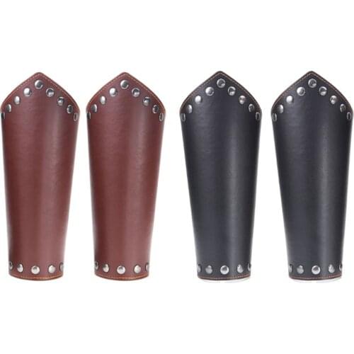 2 Pack Faux Leather Arm Guards Medieval Knight Bracers Leather Gauntlet Wrist Cosplay