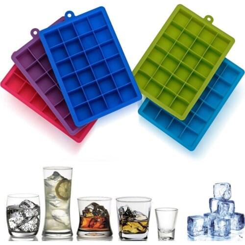 24 Grid Ice Cube Maker Reusable Silicone Ice Cube Tray With Lid Tong Ice Clip Ice Form Candy Pudding Chocolate Ice Cream Mold