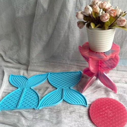 3D Fishtail Rack Bracket Epoxy Resin Mold Fish Scale Flower Coaster Tray Silicone Mould DIY Crafts Ornaments Home Casting