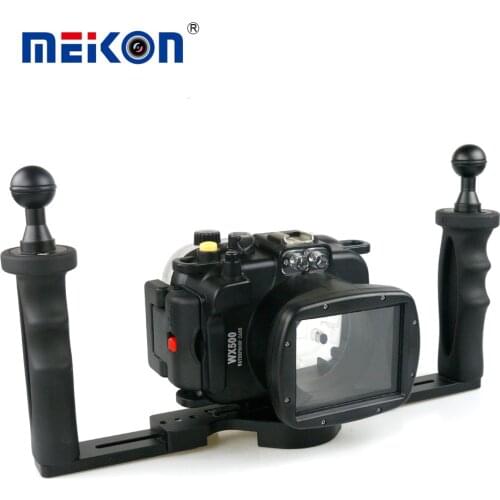 40m 130ft Waterproof Diving Underwater Housing Case For Canon PowerShot WX500+ Two Hands Tray