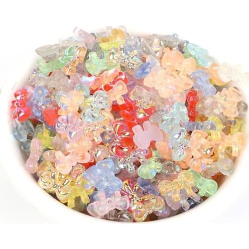 50Pcs 9x6mm Mixed Resin Flatback Bowknot Embellishment Cabochon Cute Decoration Scrapbooking For Diy Craft Supplies Accessory