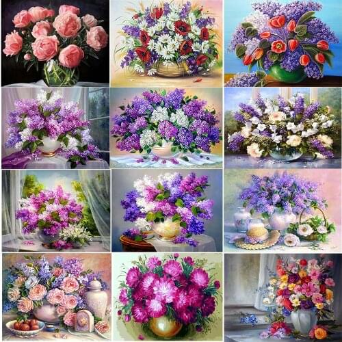 5D DIY Flower Landscape Painting Diamond Square/Round Inlaid Rhinestone Embroidery Mosaic Art Landscape Diamond Painting