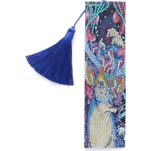 5D DIY Special Shaped Diamond Painting Bookmarks Animal Flower Diamond Embroidery Cross Stitch Mosaic Tassel Bookmarks Book