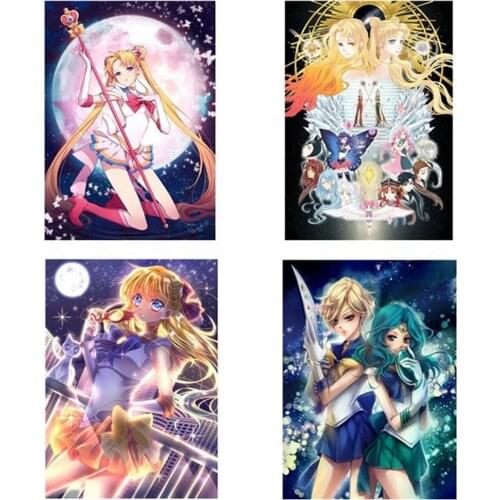 Uone Diamond Painting DIY Cross Stitch Cartoon SailorMoonPatternEmbroidery Rhinestone Adult Home Office Decor Kids Myster Gift