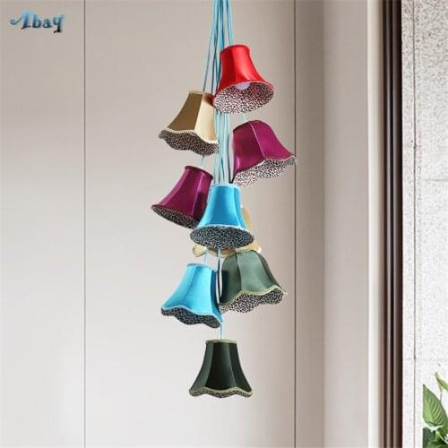 American Creative colorful Bell Pendant Lights for Stairs Children Bedroom Living Room bar party decoration Hanging Lamp Led E27