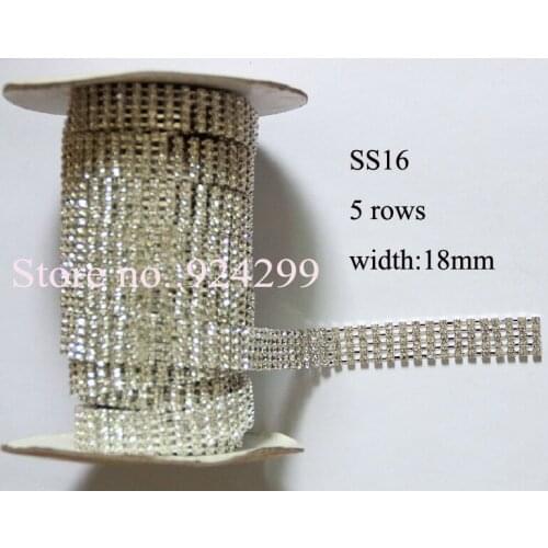 Free Shipping 5 yards/lot, 5 row SS16 Rhinestone Chain,Rhinestone Trim For Wedding,Rhinestone Applique LSRT90606