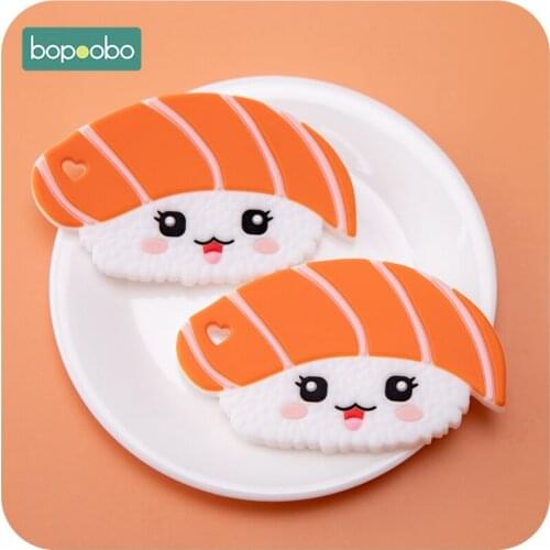 Bopoobo 1PC Baby Teether Silicone Sushi Chewable BPA Free Rodent Baby Teething Tiny Rod Silicone Tooth Teether Kids Toy