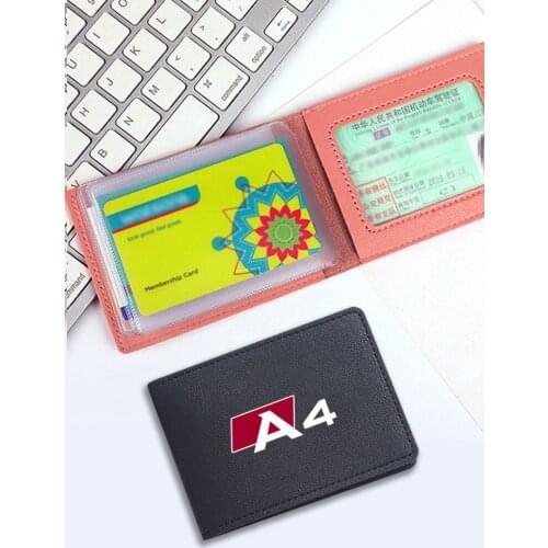 Car styling For Audi A4 b6 b8 b7 b9 b5 PU Leather Credit Card Case Car Driving Documents Protective Case