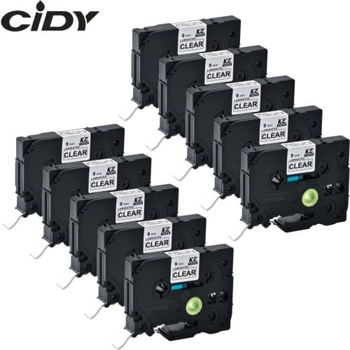 CIDY 10pcs compatible for brother 9mm tze laminated tape tze121 tze 121 tze-121 tz121 tz-121 for brother label maker ribbon