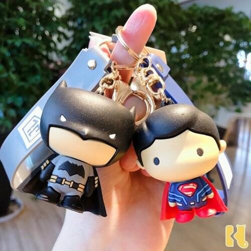 DC COMIC Justice League Batman Superman Wonder Woman Anime Action Figure Keychain Toys Batman Keychains Figure Doll