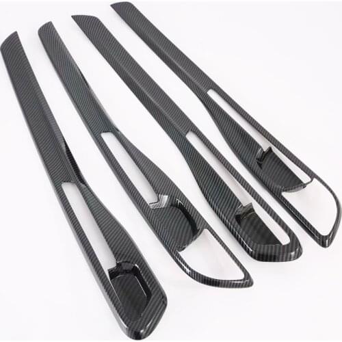 For Kia Seltos 2019 2020 Carbon Fiber Style Interior Door Decoration Panel Cover Trims Door Decoration Strips Cover Trim