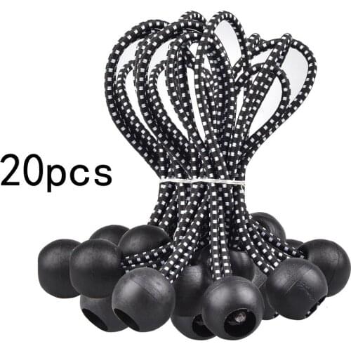 20Pcs Elastic Tent Bungees Ball Fixing Tie Rope Tarp Awning Canopy Bungee Cords Strap Outdoor Camping Supply Tent Accessories