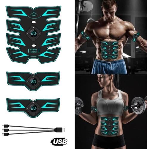 2021 Electric Trainer Wireless Abdominal Muscle Stimulator EMS Smart Fitness Training Massager Body Slimming Belt USB Recharge