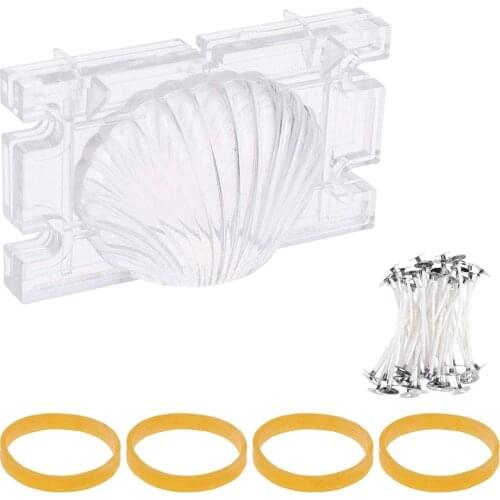 Candle Mold Shell Shape Mold with 10 Pieces Candle Wicks Plastic Mold,for Handmade Soap,Aromatherapy DIY Crafts Making