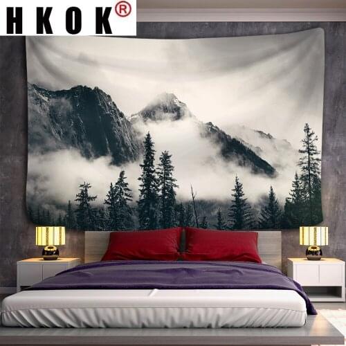 HKOK Fog mountain Tapestry Wall Rugs Wall Hanging Fabric Mural Background Cloth Towel Beach Fabric Blanket Dorm Living Home Deco