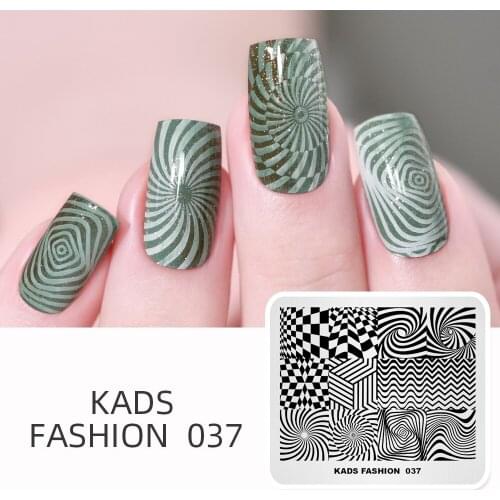 KADS FASHION 037 Nail Stamping Plates New Arrival Geometry Pattern Nail Art Template Image Plate nail art stencils For Stamping