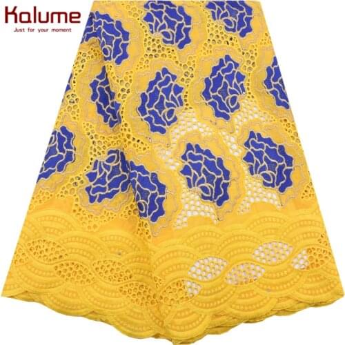 Kalume New Arrival African Cotton Lace Fabric 5 Yards Dubai Lace Nigerin Swiss Voile Lace In Switzerland For Dress Party F2077
