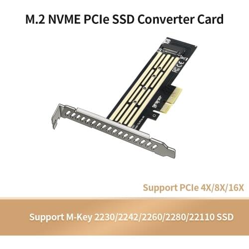 M.2 to PCIe3.0 Adapter Card M.2 NVME PCIe SSD Converter Card Support M-Key NVME PCIe 2230/2242/2260/2280/22110 SSD