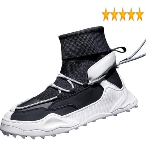 Spring Stretch Socks Mens Autumn Casual High Top Shoes Mixed Colors Round Toe Lace Up Male Thick Bottom Sneakers