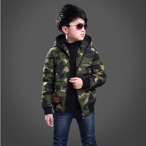 New Childrens Winter Jackets Boys Thickness Camoufalge Manteau Garcon Hiver Boys Jacket 6WBT031
