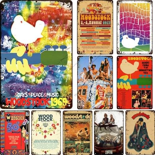 Woodstock Music Festival Metal Poster Rusty Retro Poster Metal Plaque Singer Band Metal Industrial Decor Music Metal Tin Sign