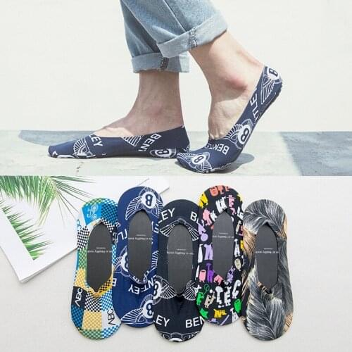 Q 1Pair Non Slip Silicone No Trace Boat Socks Nylon Breathable Korean Style for Summer Mens Socks Shallow Mouth Sock