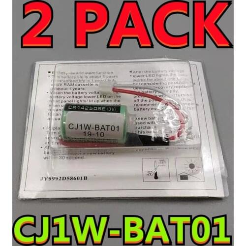 New Date) 2pcs Original Battery For OMRON CJ1W-BAT01 CP1H CP1L 3V PLC Lithium Batteries With White Plug CR14250