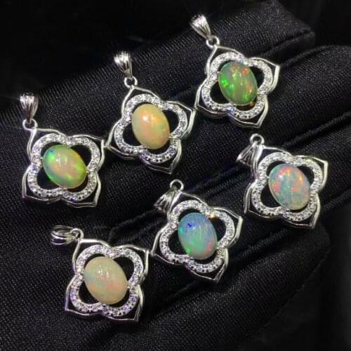Opal Jewelry 7x9MM Oval Cut Fire Opal Pendant Crystal Stone Natural Gemstone Pendant Charm Jewelry Gift for Wedding Party