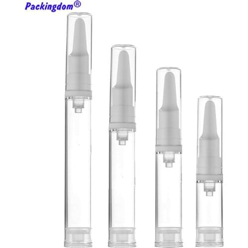 10pcs Plastic Airless Pump Bottle Eye Cream Clear Tube with Smear Massage Head Lotion Sample Packaging Empty 5ml 10ml 12ml 15ml