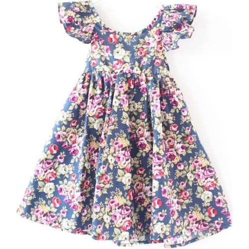 Flower Girls Dress For 1-7 Years Kids A-line Holiday Beach Dress Baby Dresses Childrens Clothing KF512