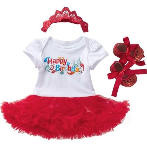 Princess Baby Girls Clothing Set Fashion Summer Newborn Girls Happy Birthday Baptism For 0-24M Kids Girl Clothing Set New Girl
