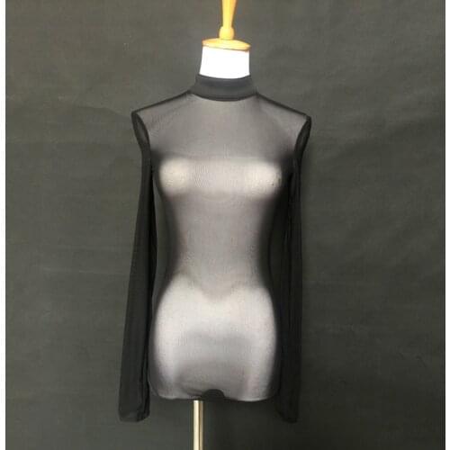 Sexy Allure Long Sleeve Mesh Bodysuit Nightclub Jazz/Gogo/Pole Dance Clothing Female DJ Singer Underwear See-Through Costume