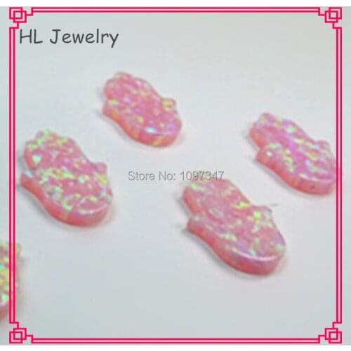 50PCS/Lot Synthetic Opal Hamsa Stone 11*13MM OP08 Angel Skin Color Canbochon Hand Opal Beads
