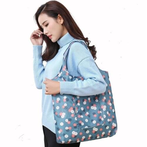 Folding Tote Shopping Bag, Women Men Casual Eco Reusable Shopping Flower Case Travel Solid Handbag Shopper Bags