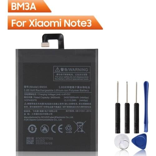 Xiao Mi Original Replacement Phone Battery BM3A For Xiaomi Note3 note 3 BM3A Authentic Rechargeable Battery 3400mAh