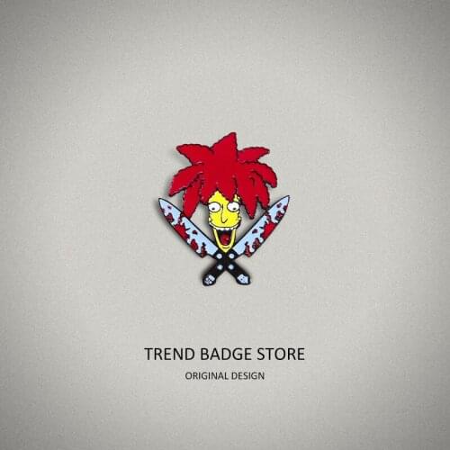 Funny cartoon sitcom drop oil brooch double dagger enamel brooch clothes accessories