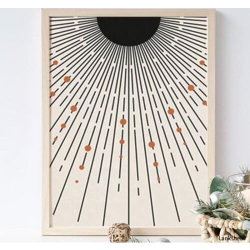 Mid Century Modern Sun Print Geometric Home Decor Neutral Minimal Abstract Wall Art Canvas Painting Wall Picture Decoration