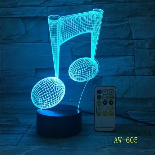 Musical Note LED music 3D Lamp Night Light Acrylic Colorful Gradient Atmosphere Lamp Luminaria Gift Child Home Decoration AW-605