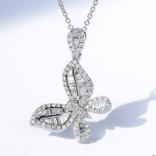 Temperament Creative Womens Full Diamond Fairy Butterfly Necklace Pendant Luxury Exquisite Super shine Charms Cute noble
