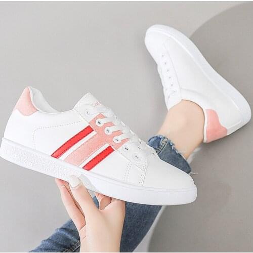 Womens Vulcanized Shoes PU Lace-Up Patchwork Shallow Female Skateboard Fashion Comfortable Leisure Concise Ladies Footwear