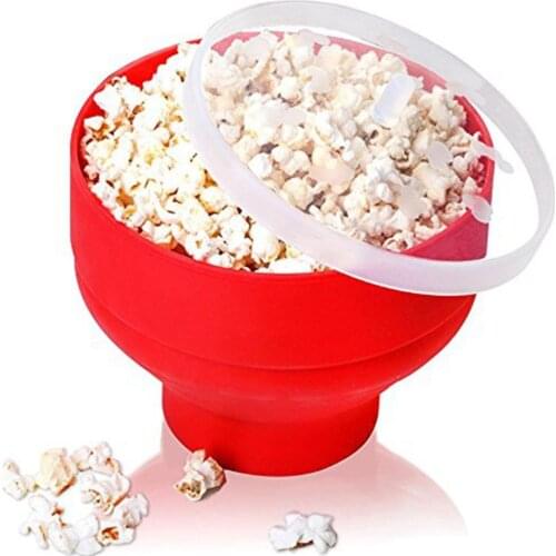 Popcorn Maker Popcorn Bucket Microwave Silicone Foldable Popcorn Bucket Kitchen Tools DIY Popcorn Bucket Bowl Maker With Lid