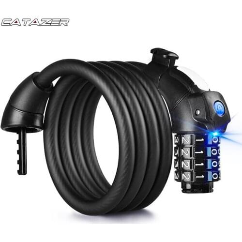 Bicycle Password Key Lock Anti Theft Bike Lock Steel Wire Safe MTB Bike Security Steel Lock for Bicycle with LED Luminous