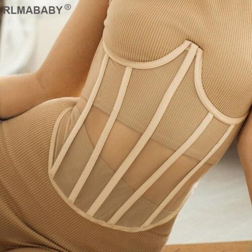 Casual Spliced Breast Support Women Corset Fashion Slim Strapless Back Bandage Elegant Club Party Streetwear Sexy Female Corset