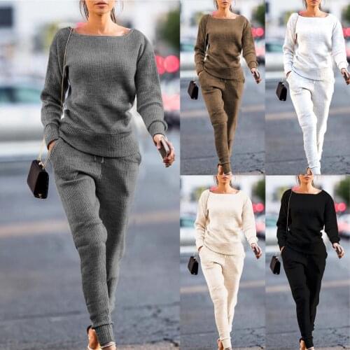 Sports Suit For Womens Casual Solid Color Long Sleeved Pullover Trousers Sweatershirt Sports Suit 2021 спортивный костюм женск