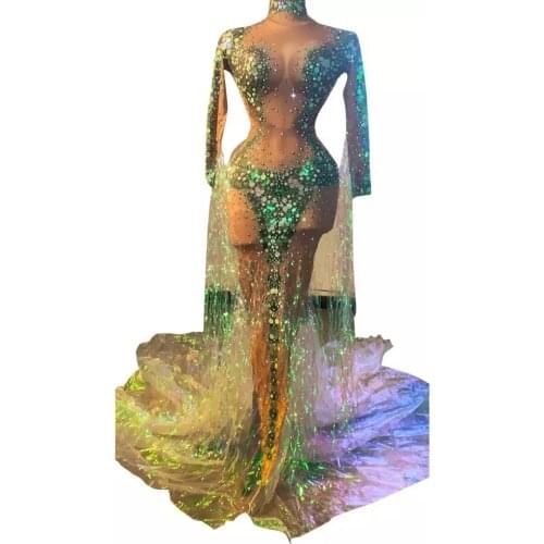 Shining Sequin Pearls Tassel Evening Party Mermaid Dress Women Nude Birthday Celebration Trailing Long Dress Cosplay Stage Wear