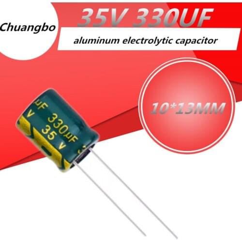 10pcs Higt quality 35V 330UF 10*13MM Low ESR/Impedance high frequency aluminum electrolytic capacitor 10*13MM 330UF 35V